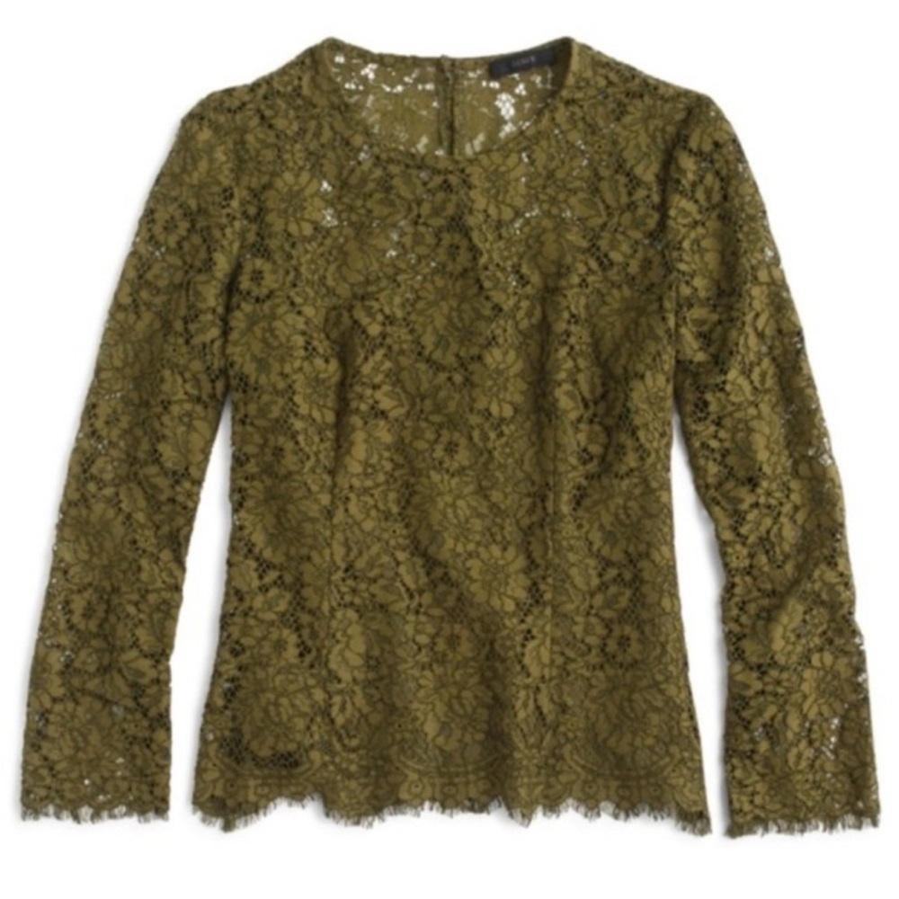 J. Crew Olive Lace Top 12T - Picture 3 of 9